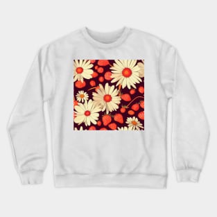 Vintage Floral Cottagecore Romantic Strawberry Daisy Flower Design Crewneck Sweatshirt